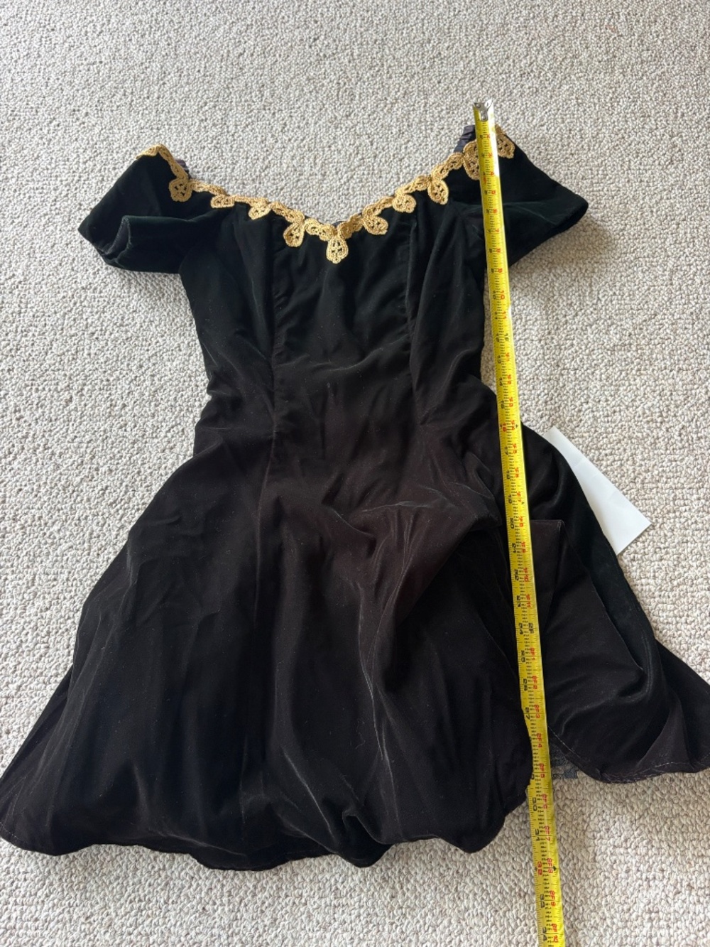 Vintage NWT Rampage Dark Green Velvet Dress 7 Off-Shoulder Gold Lace Trim Glam - Picture 13 of 13